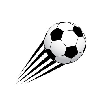 Moving soccer ball, black and white. Sport icon design.  Illustration isolated on white background.