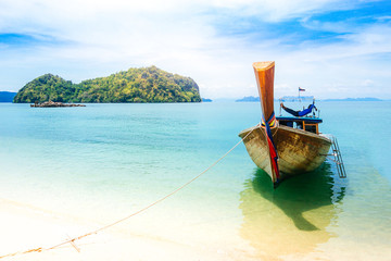 boat and andaman sea krabi thailand