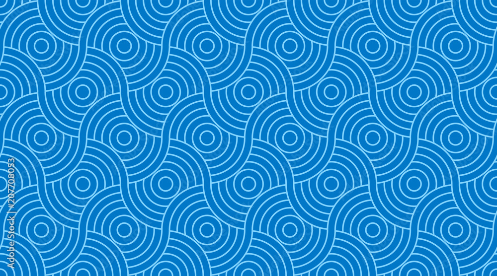 Poster Backgrounds pattern seamless geometric blue circle abstract and line vector design.