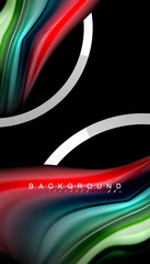 Fototapeta premium Liquid fluid colors holographic design with metallic style line shape