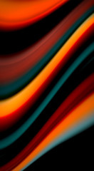 Fluid rainbow colors on black background, vector wave lines and swirls