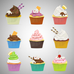 Colourful set of cup cakes.