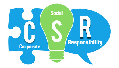 CSR - Corporate Social Responsibility Green Blue Three Symbols 
