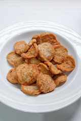 fried Vietnamese pork ham and vegetable on white dish