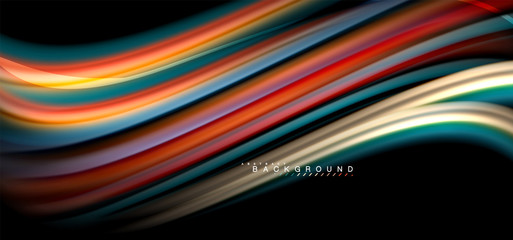 Multicolored wave lines on black background design