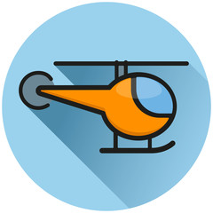 helicopter circle blue flat icon