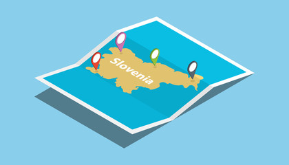 slovenia explore maps country nation with isometric style and pin location tag on top