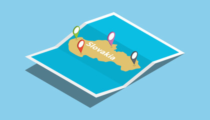 slovakia explore maps country nation with isometric style and pin location tag on top