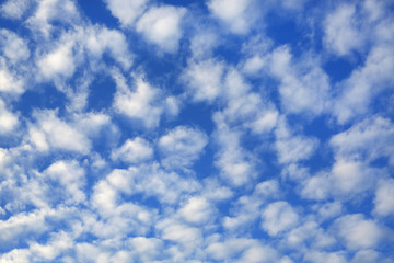 Puffy Clouds on blue sky background.
