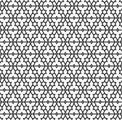 Seamless pattern in black and white in average lines.Based on arabic geometric patterns.