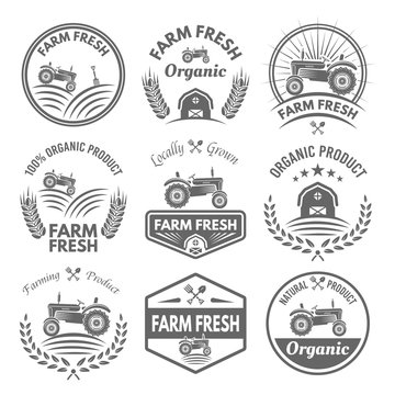 Farm fresh vector product labels and emblems