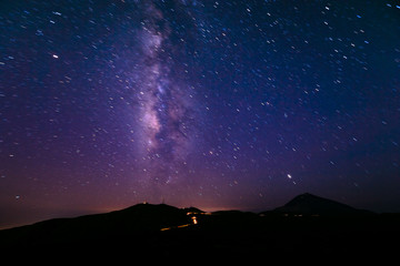 Fototapeta na wymiar night, starry sky in the Teide volcano national park in Tenerife, visible milk path