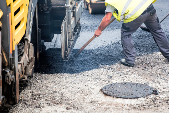 new macadam on the road