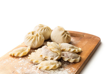 Pelmeni, Russian cuisine on a white background