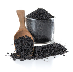 Black sesame on white background
