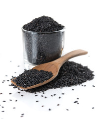 Black sesame on white background