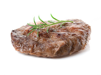 Grilled pork steak isolated on a white background
