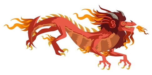 red chinese asian flying dragon