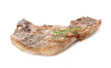 Grilled pork steak isolated on a white background,pork chop