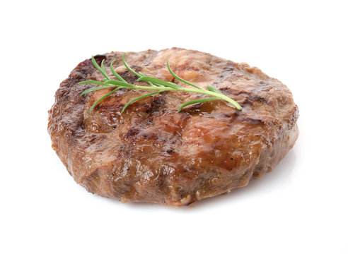 Grilled pork steak isolated on a white background