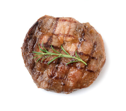 Grilled pork steak isolated on a white background