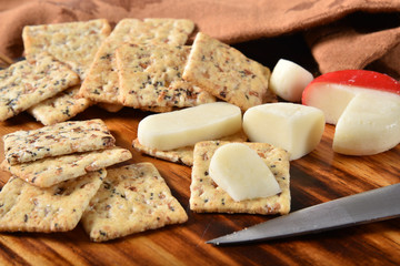 Gourmet crackers and Edam Cheese