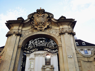 Vienna, Austria - December 16, 2017: Entrance to the Baroque church in Vienna