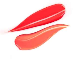 Collection of liquid lipstick smudge isolated on white background