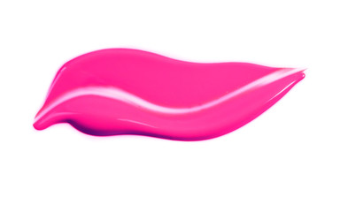 Liquid lipstick smudge isolated on white background