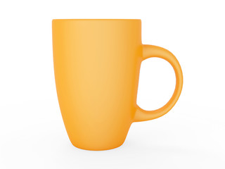 3d illustration orange mug with isolated on white background.