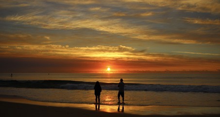 Sunrise on Surfers Paradise beach, Australia.