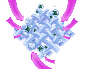 Laundry detergent ads. Zoom fabric fiber. Deep clean stain removal power effect. Stains and germs. realistic illustration