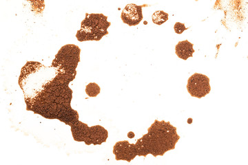 stains from coffee on a white background