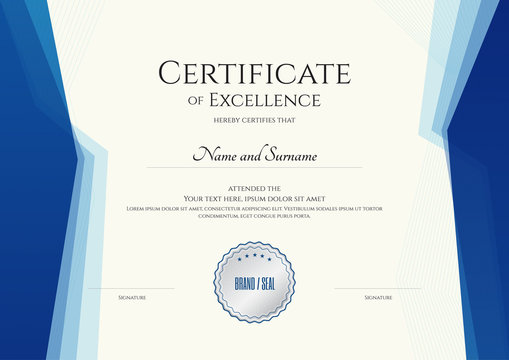 Luxury certificate template with elegant border frame, Diploma design for graduation or completion