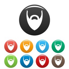 Heavy beard icon. Simple illustration of heavy beard vector icons set color isolated on white