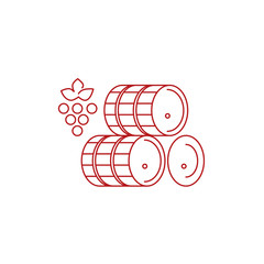 vector isolated icon: barrel of wine on white background. Line style emblem