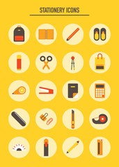 stationery icons vector flat graphic design illustration set 
