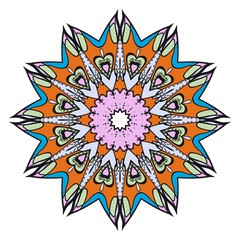 Floral Geometric Pattern with hand-drawing Mandala. Vector illustration. For fabric, textile, bandana, scarg, print.
