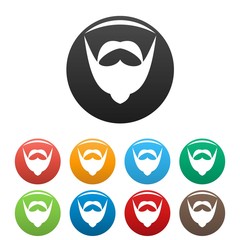 Big mustache and beard icon. Simple illustration of big mustache and beard vector icons set color isolated on white