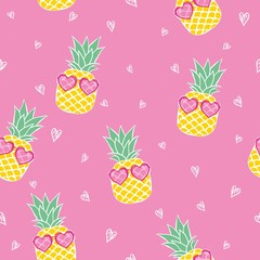 Vector Seamless Pattern with Pineapples
