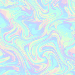 Abstract vector pattern. Curved wavy psychedelic random lines. Holographic colors.