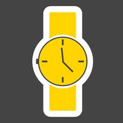 Vector  colored sticker image of  wristwatch. Clock icon