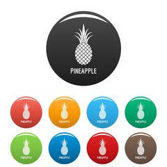 Pineapple icon. Simple illustration of pineapple vector icons set color isolated on white