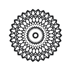 Monochrome Round Ornament Mandala Illustration 