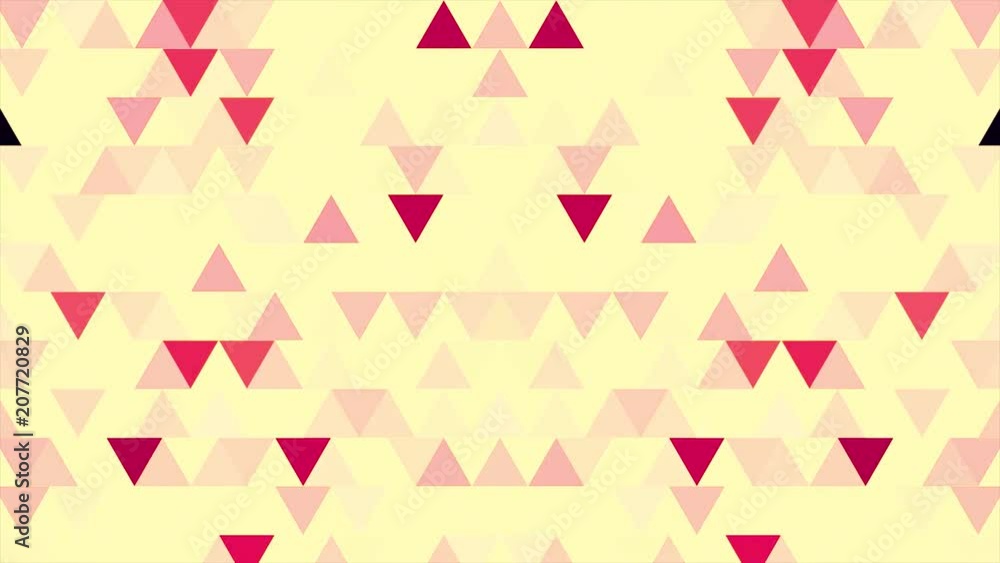 Poster random changing geometrical graphics shapes colored figures motion animation. triangles abstract bac