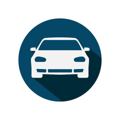 Obraz premium car icon on a round blue background. vector illustration