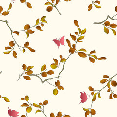 日本的な植物の柄,