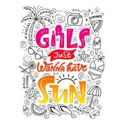girls just wanna have sun lettering