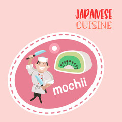 Japanese cuisine. Vector illustration. The Japanese chef.