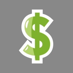 Vector  colored sticker dollar icon. Flat dollar icon